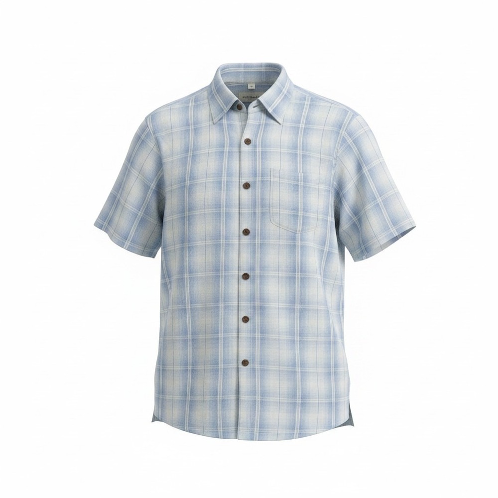Tommy‎ Bahama Men's 2XT Blue Striped Silk Blend Short Sleeve Button Down Shirt